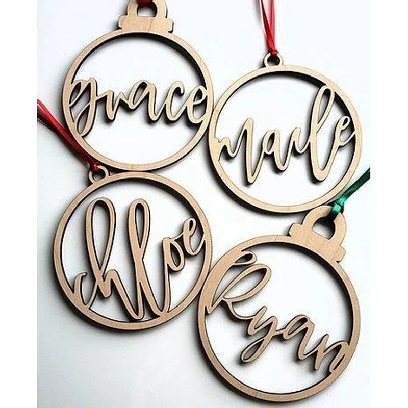 CUSTOM WOODEN NAME ORNAMENTS