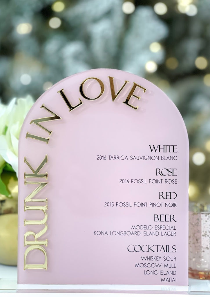 Blush DRUNK IN LOVE Bar Menu