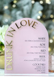 Blush DRUNK IN LOVE Bar Menu