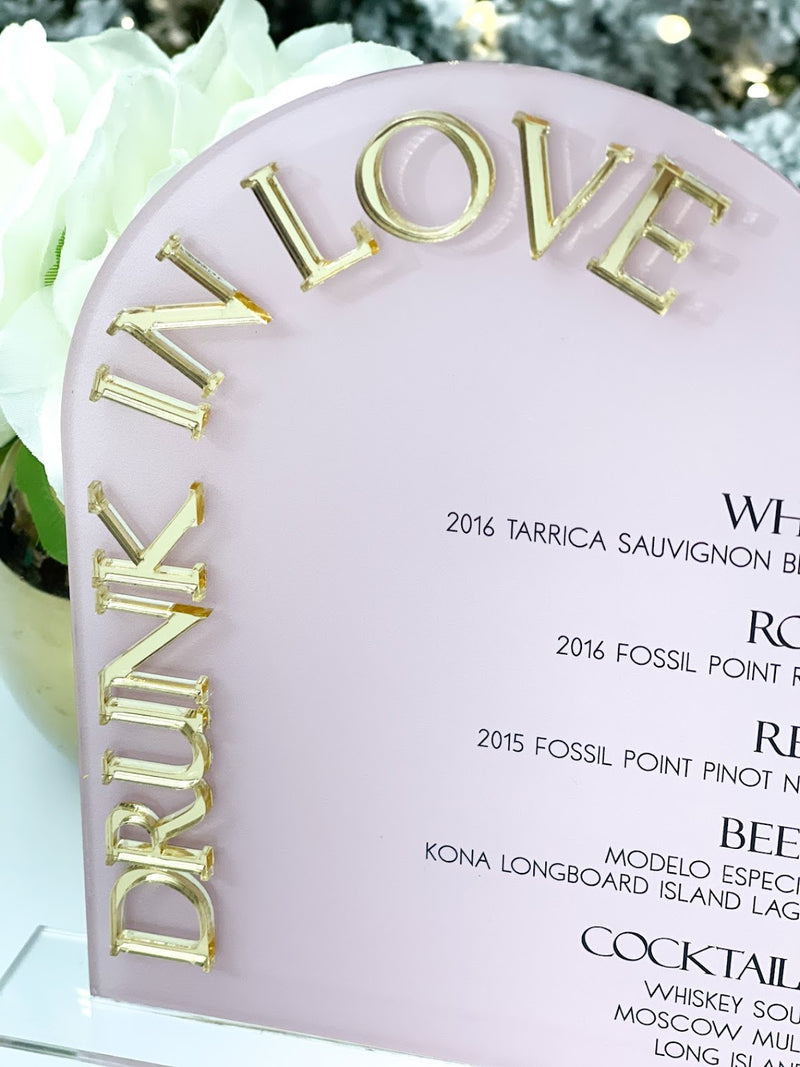 Blush DRUNK IN LOVE Bar Menu