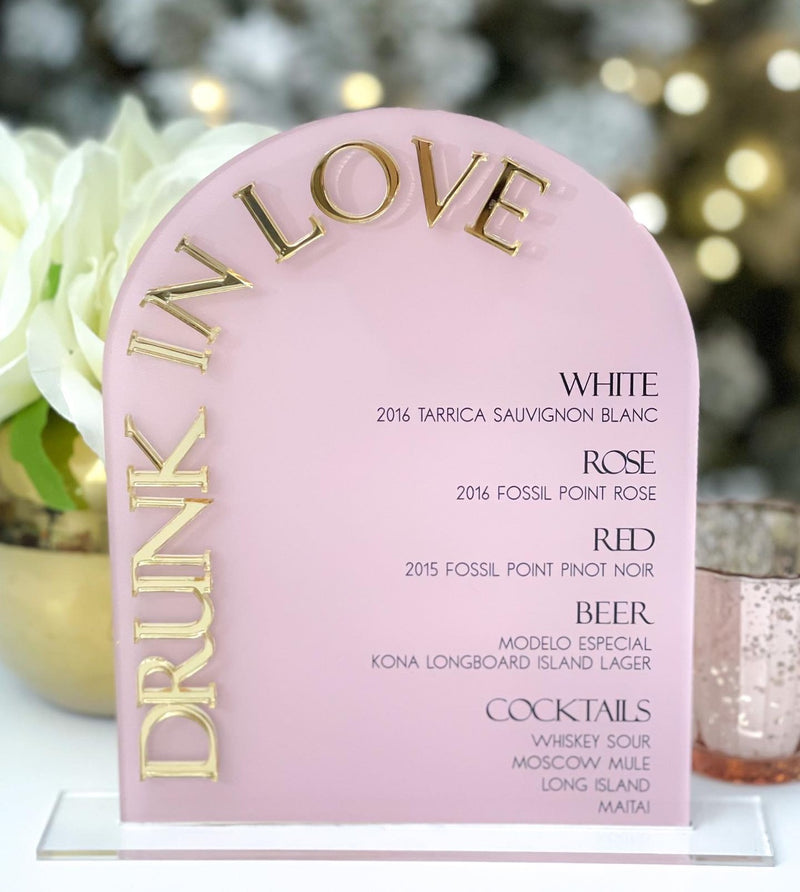 Blush DRUNK IN LOVE Bar Menu