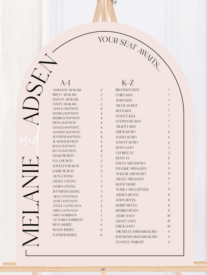 Modern Arch Seating Chart